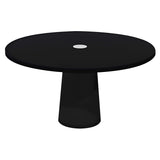 Container Round Table: Large + Cable Feed + Jet Black with Hole + Black