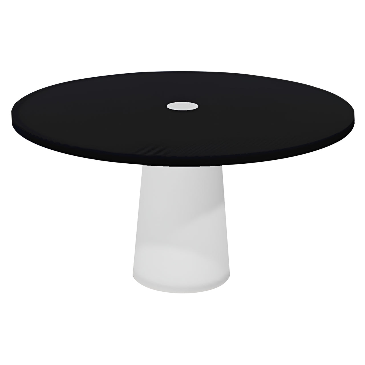 Container Round Table: Large + Cable Feed + Jet Black with Hole + White