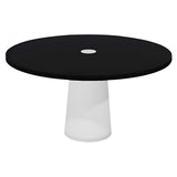 Container Round Table: Large + Cable Feed + Jet Black with Hole + White