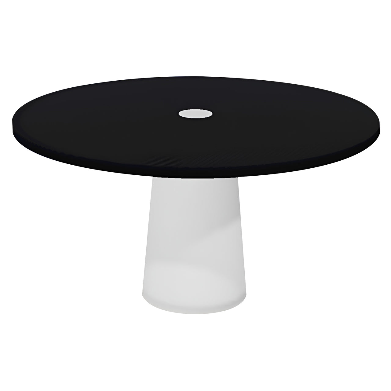 Container Round Table: Large + Cable Feed + Jet Black with Hole + White