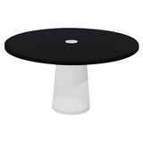 Container Round Table: Large + Cable Feed + Jet Black with Hole + White