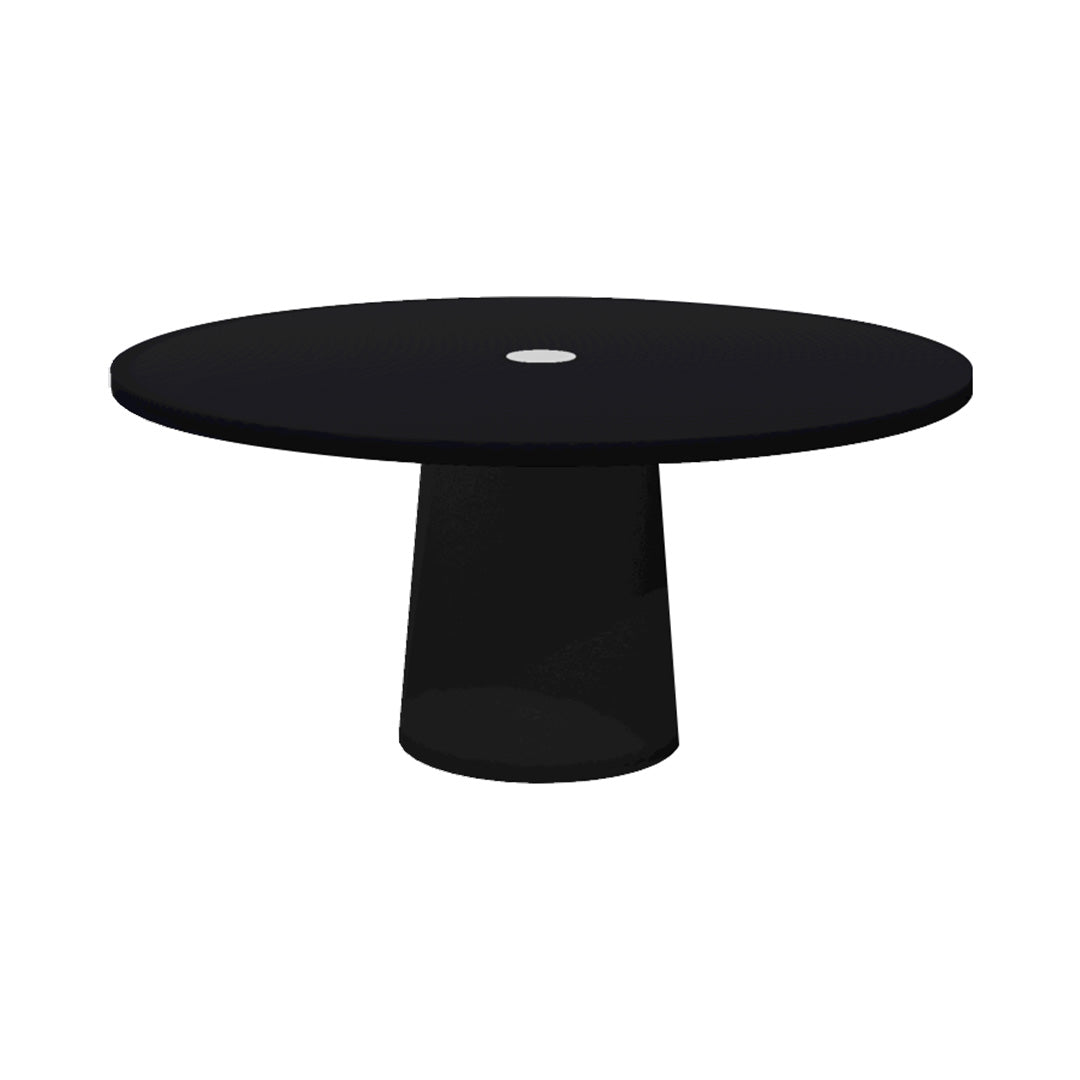 Container Round Table: Extra Large + Cable Feed + Jet Black with Hole + Black
