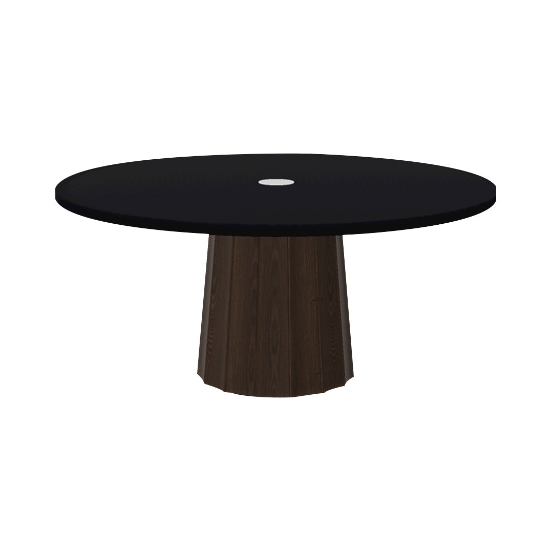 Container Round Table: Extra Large + Bodhi Cover + Cinnamon Stained with Hole + Jet Black
