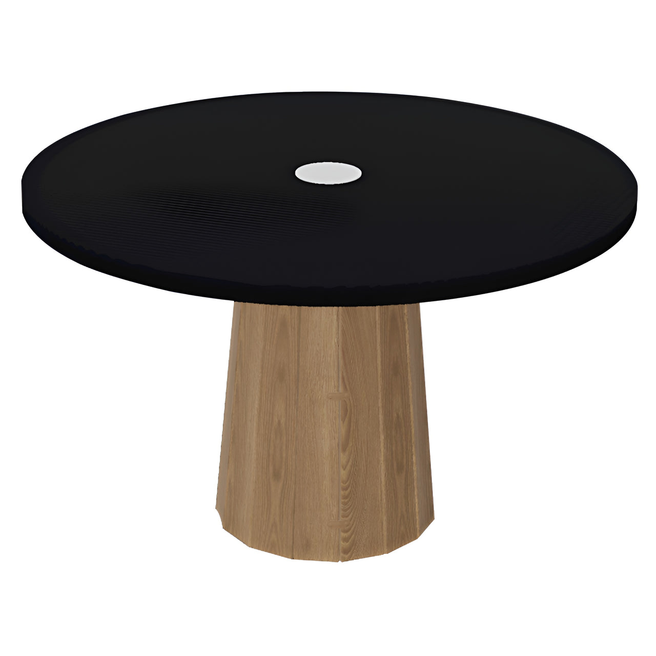 Container Round Table: Medium + Bodhi Cover + Jet Black with Hole + Natural Oil