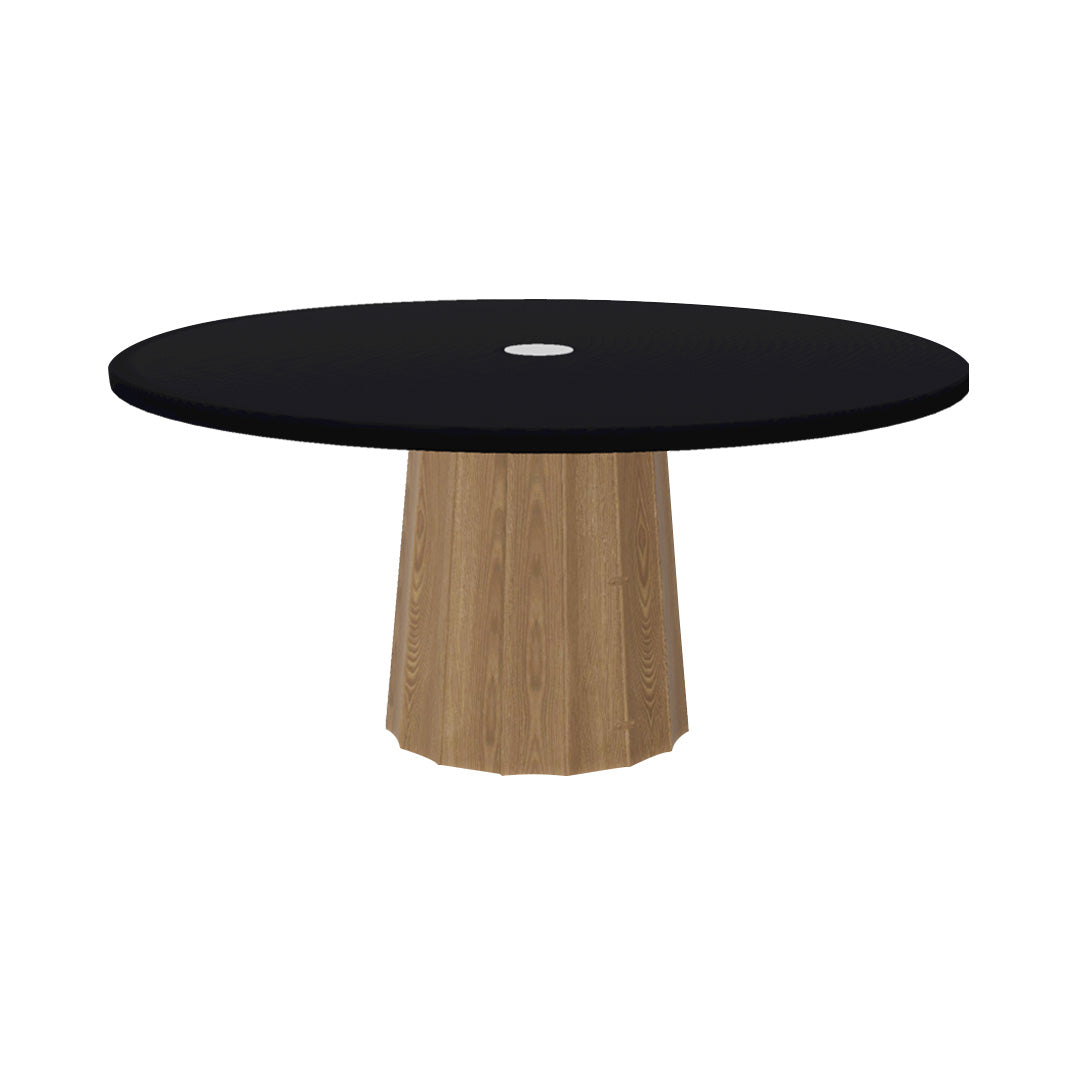 Container Round Table: Extra Large + Bodhi Cover + Natural Oil with Hole + Jet Black