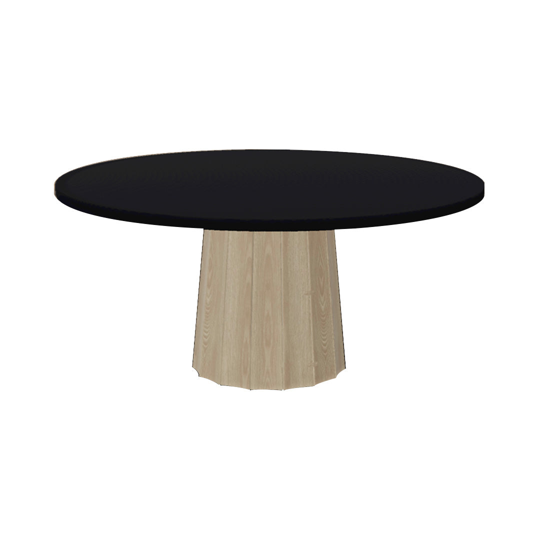 Container Round Table: Extra Large + Bodhi Cover + White Wash Stained + Black