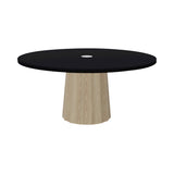 Container Round Table: Extra Large + Bodhi Cover + White Wash Stained with Hole + Black