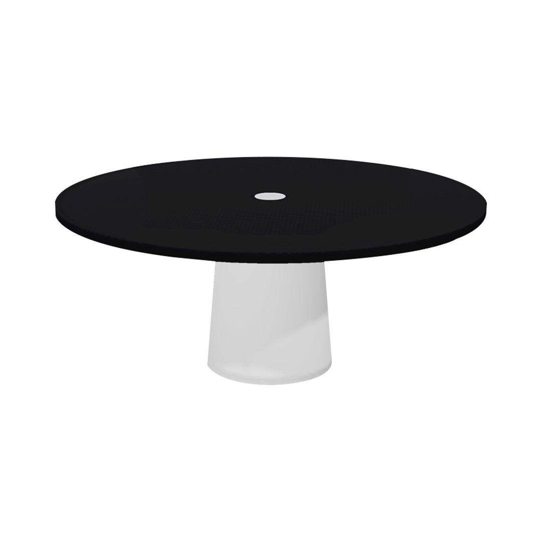 Container Round Table: XXL + Cable Feed + Jet Black with Hole + White