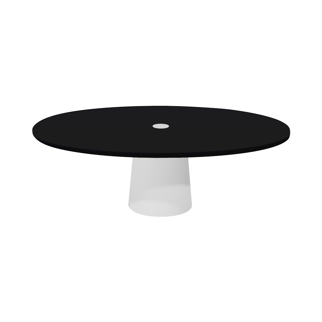 Container Oval Table: Small + Jet Black with Hole + White