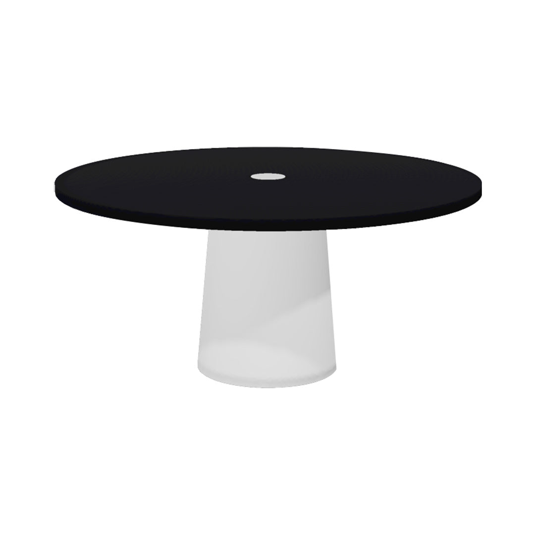 Container Round Table: Extra Large + Cable Feed + Jet Black with Hole + White