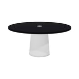 Container Round Table: Extra Large + Cable Feed + Jet Black with Hole + White