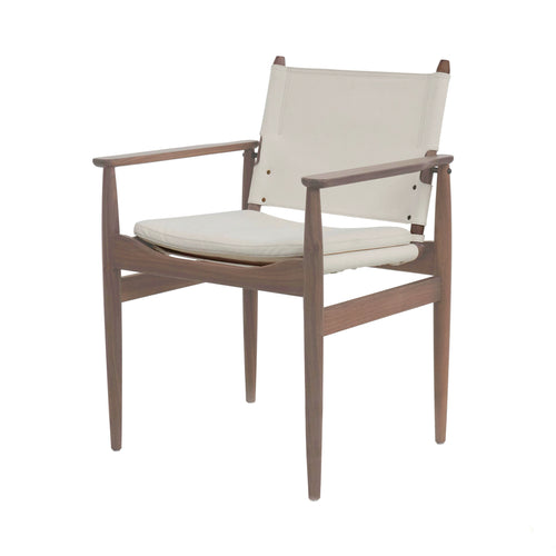 Journey Dining Armchair: Canvas + Natural Walnut + Natural