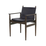 Journey Dining Armchair: Saddle Leather + Dark Brown Oak + Black