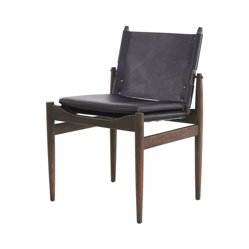 Journey Dining Chair: Saddle Leather + Dark Brown Oak + Black