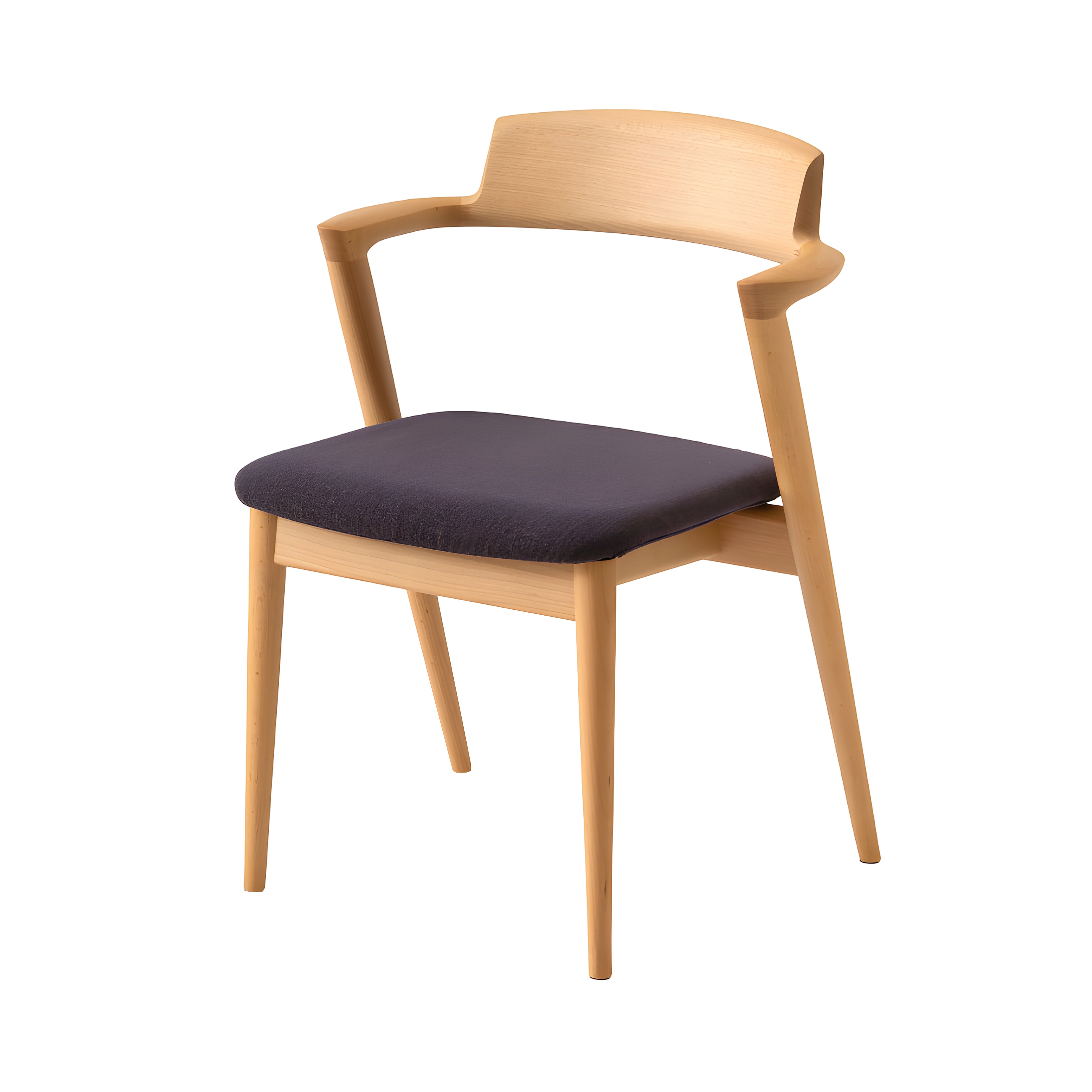 Seoto Semi Armchair: Seat Upholstered + High + Beech
