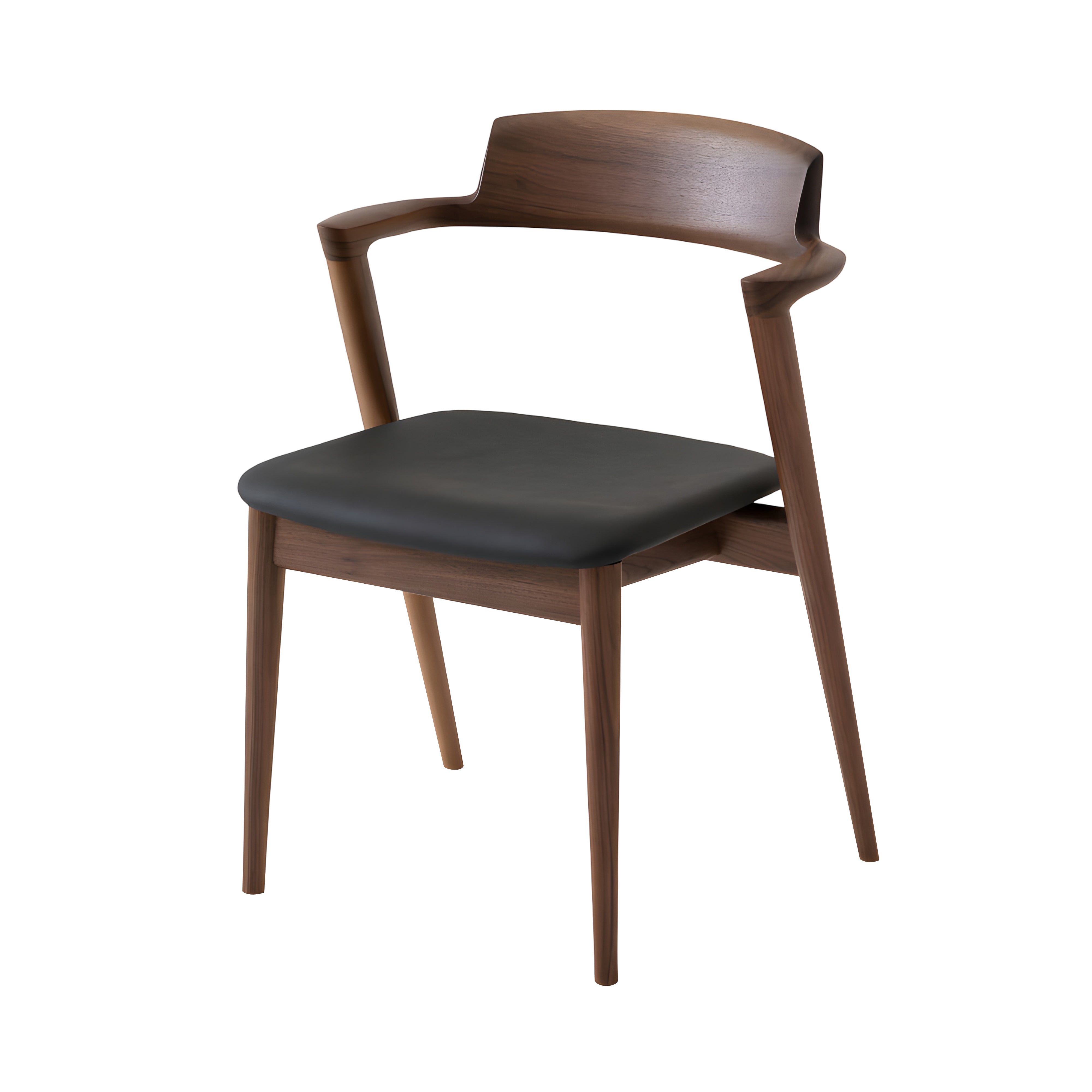 Seoto Semi Armchair: Seat Upholstered + High + Walnut