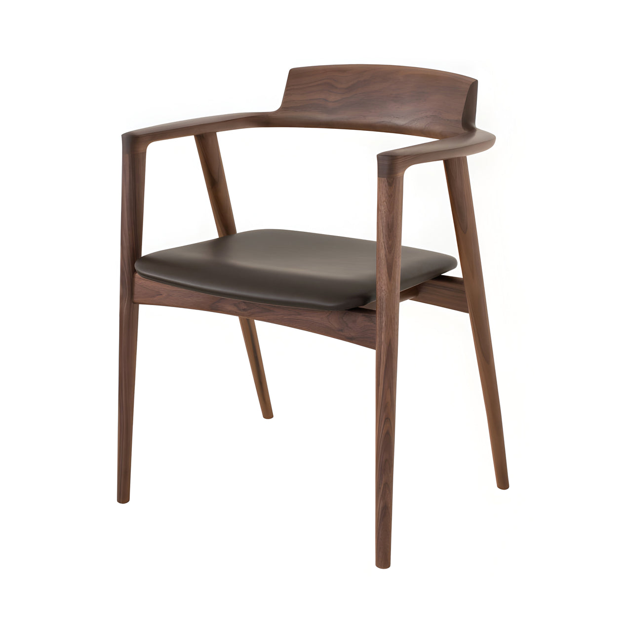 Seoto Armchair: Seat Upholstered + High + Walnut