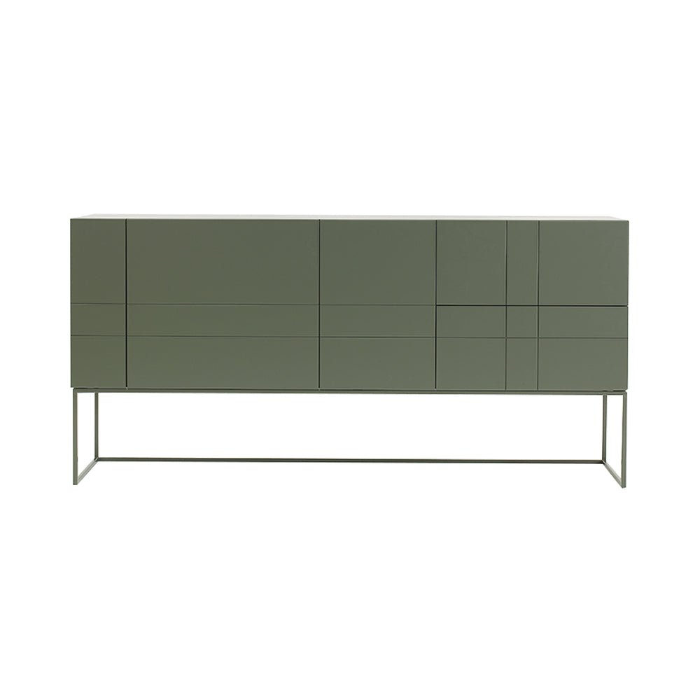 Kilt Light 180 Cabinet with Drawers: Green Khaki