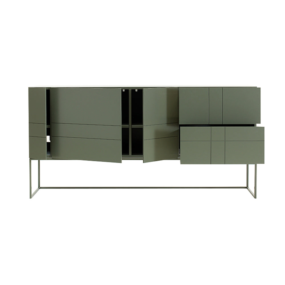 Kilt Light 180 Cabinet with Drawers: Green Khaki