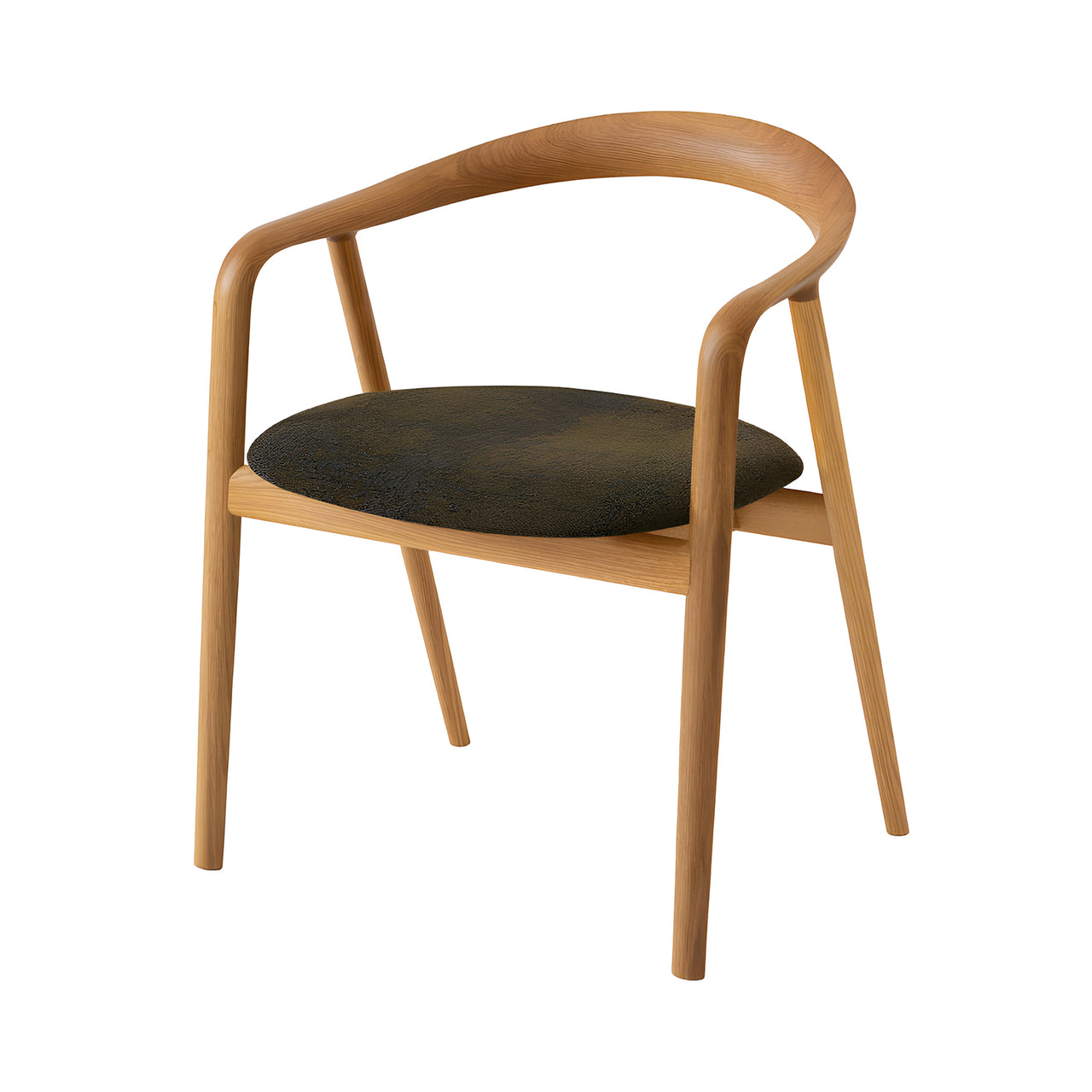 Kumahida Armchair: Seat Upholstered + White Oak