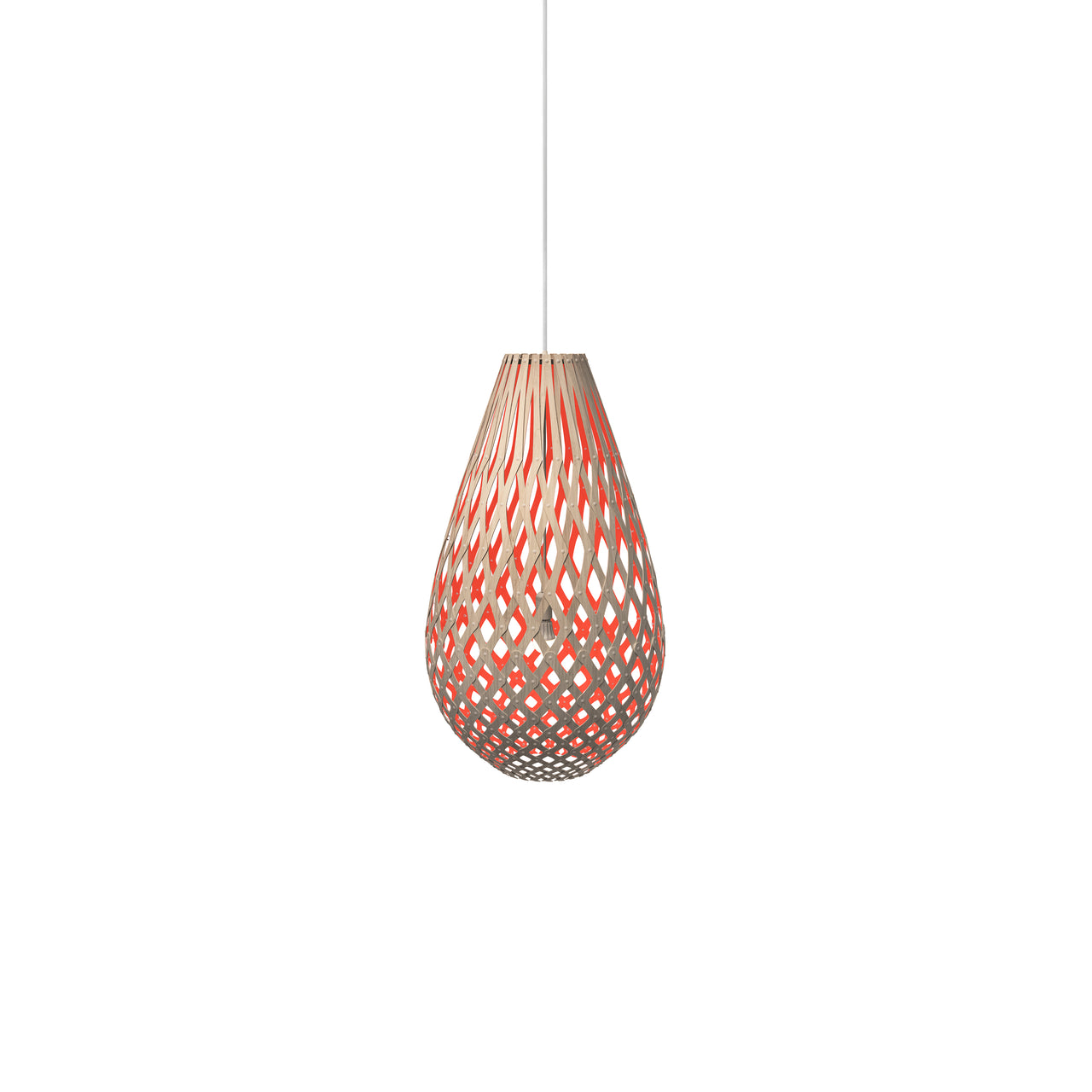 Kōura Pendant Light: Extra Small + Bamboo + Red + White