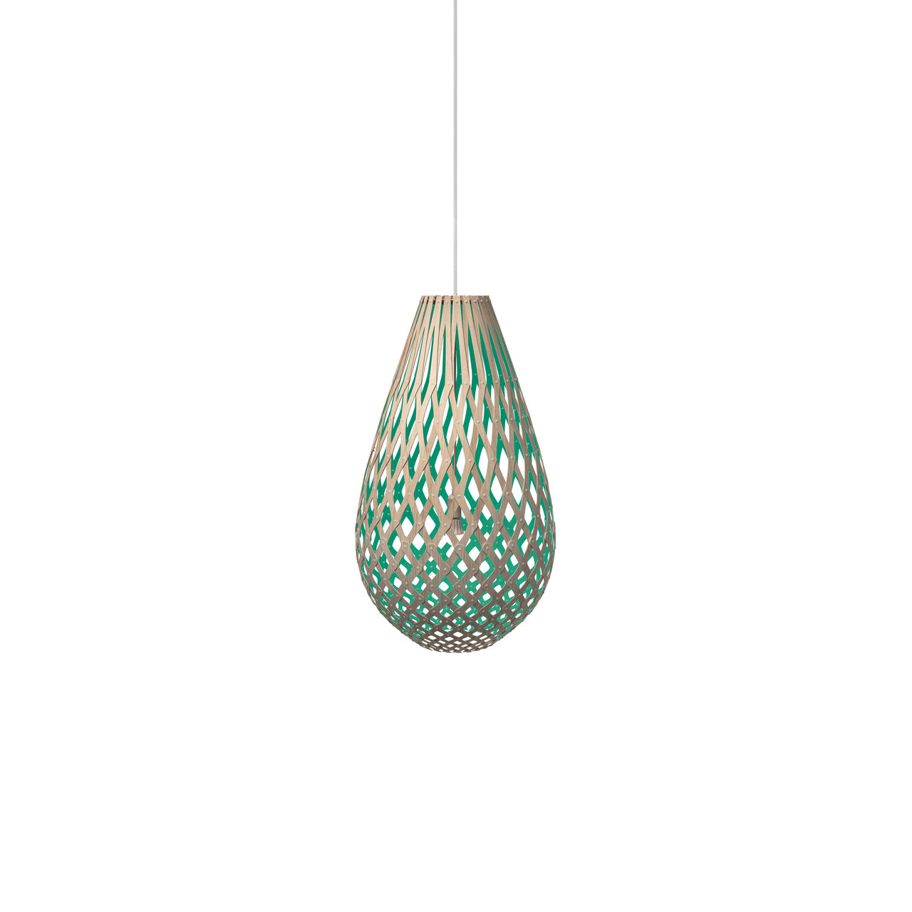 Kōura Pendant Light: Extra Small + Bamboo + Aqua + White