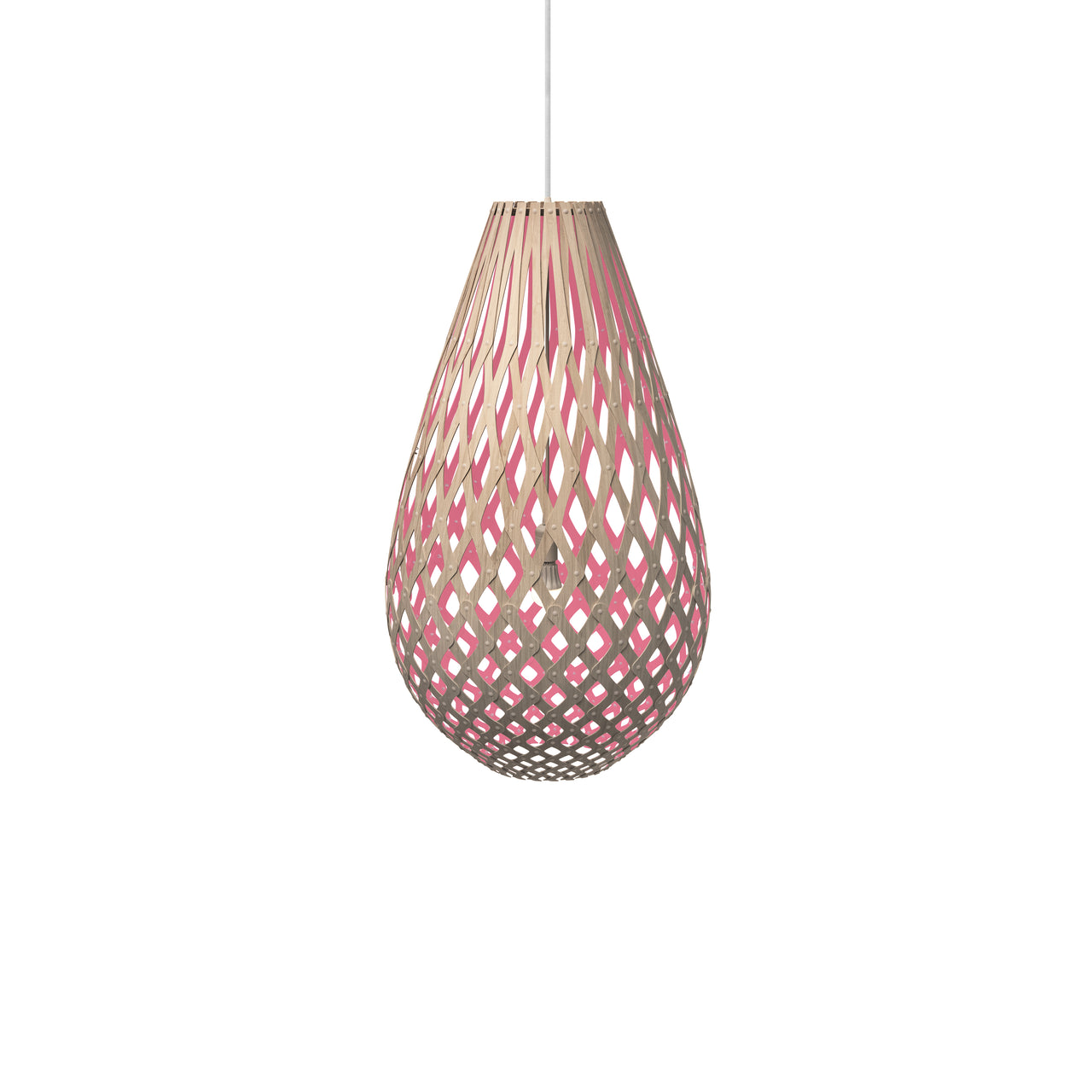 Kōura Pendant Light: Large + Bamboo + Pink + White