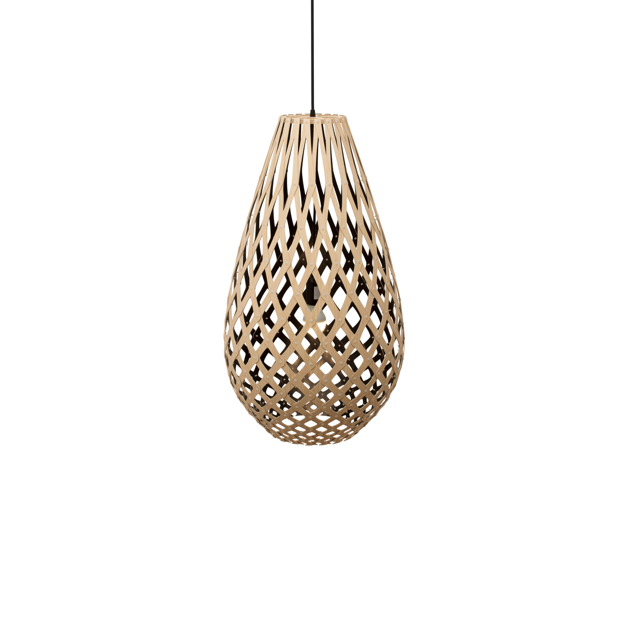 Kōura Pendant Light: Large + Bamboo + Black + Black