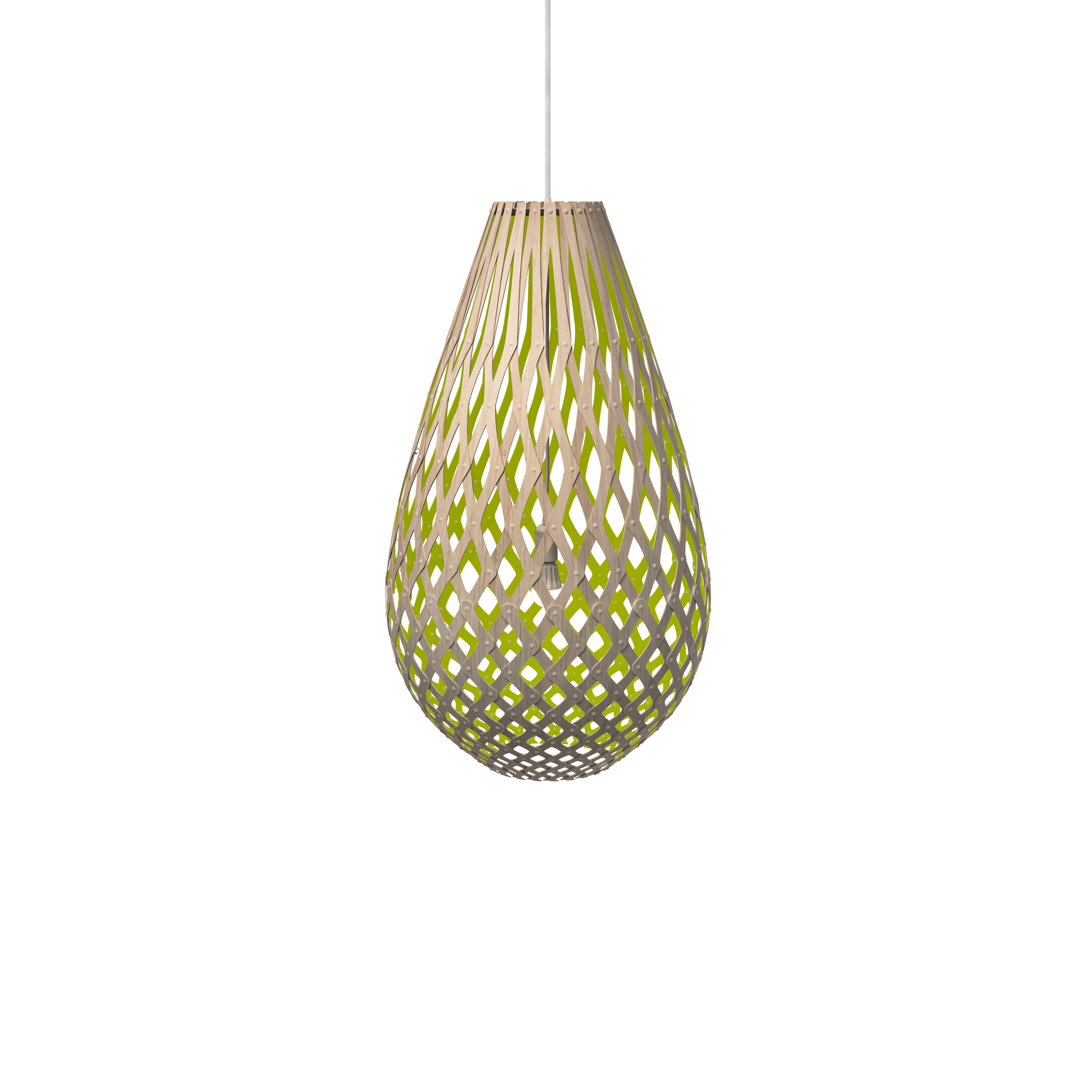 Kōura Pendant Light: Large + Bamboo + Lime + White