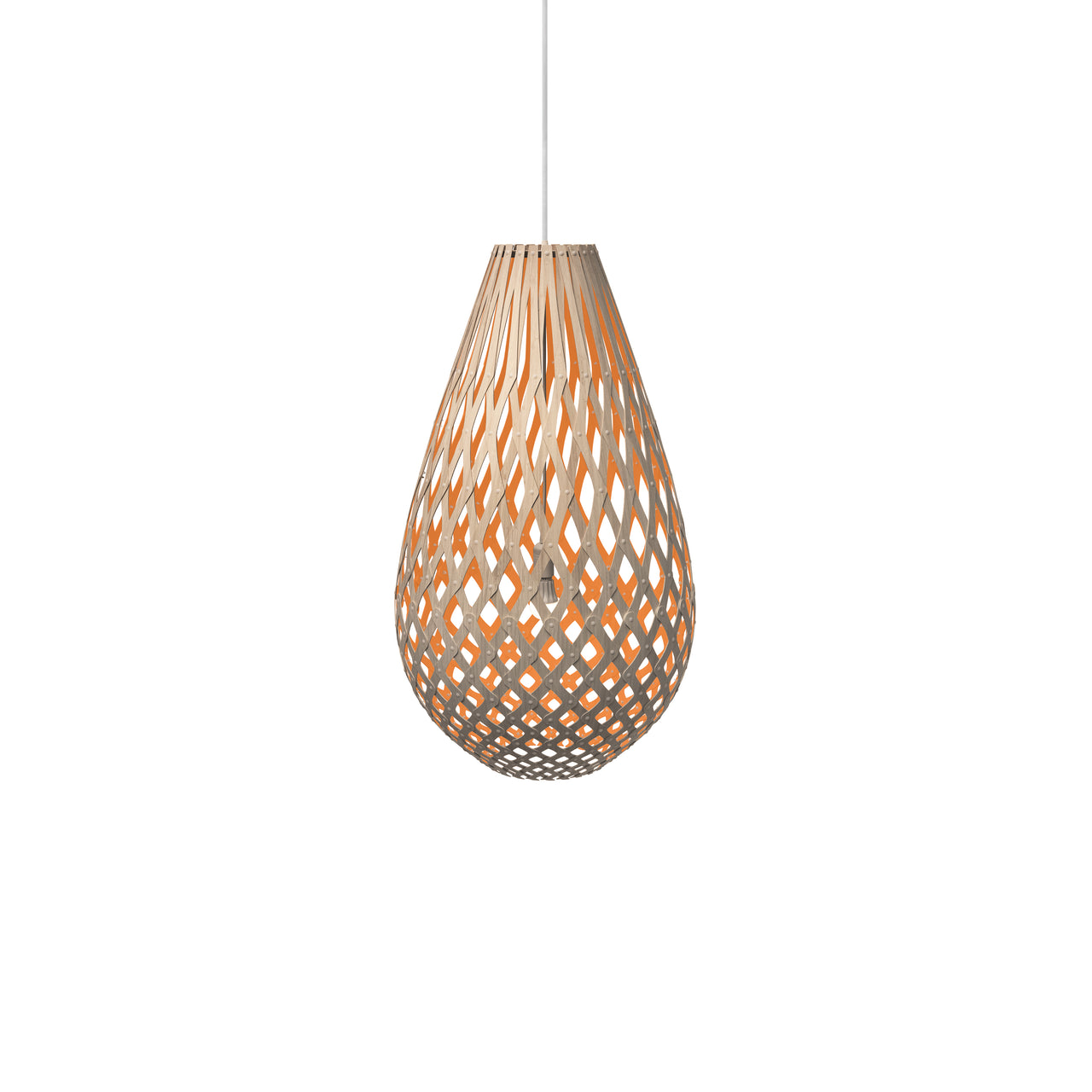 Kōura Pendant Light: Medium + Bamboo + Orange + White