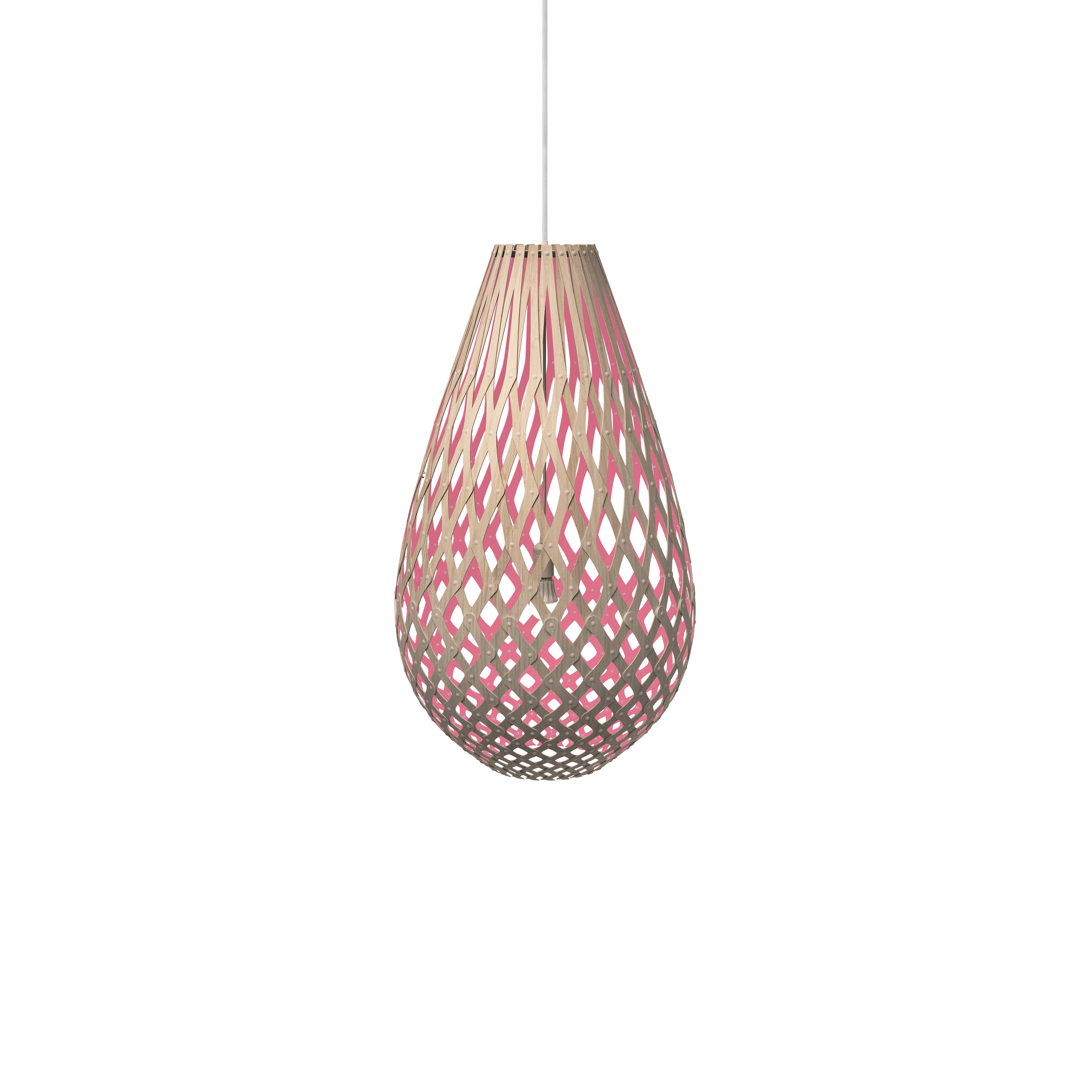 Kōura Pendant Light: Medium + Bamboo + Pink + White
