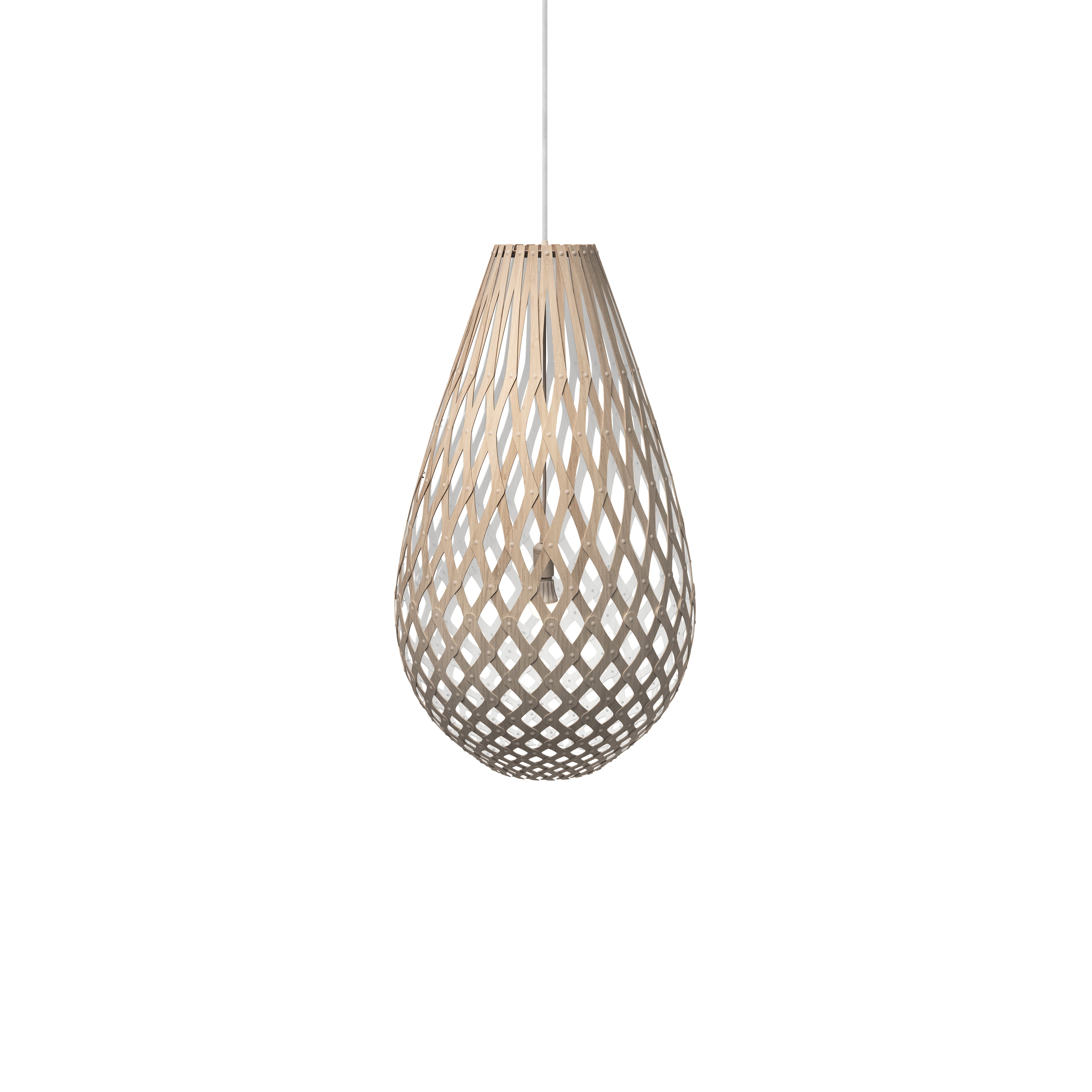 Kōura Pendant Light: Medium + Bamboo + White + White