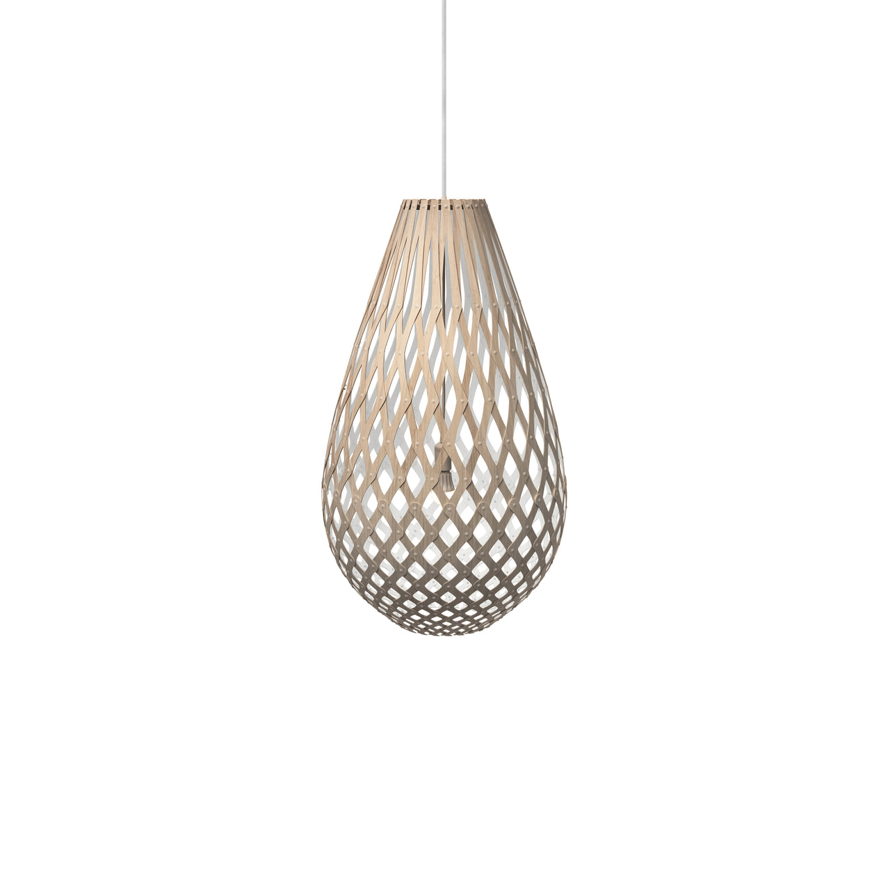 Kōura Pendant Light: Medium + Bamboo + White + White
