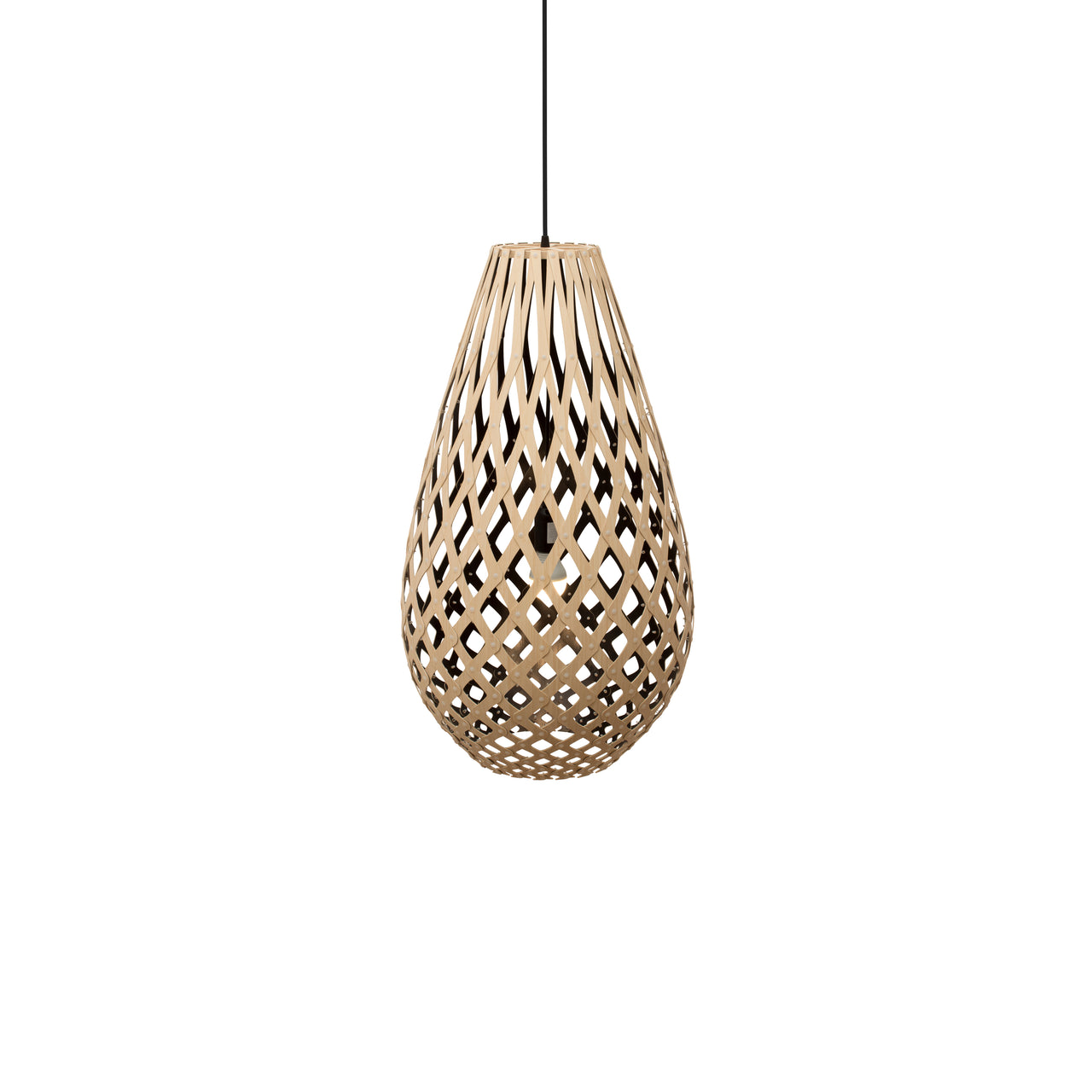 Kōura Pendant Light: Medium + Bamboo + Black + Black
