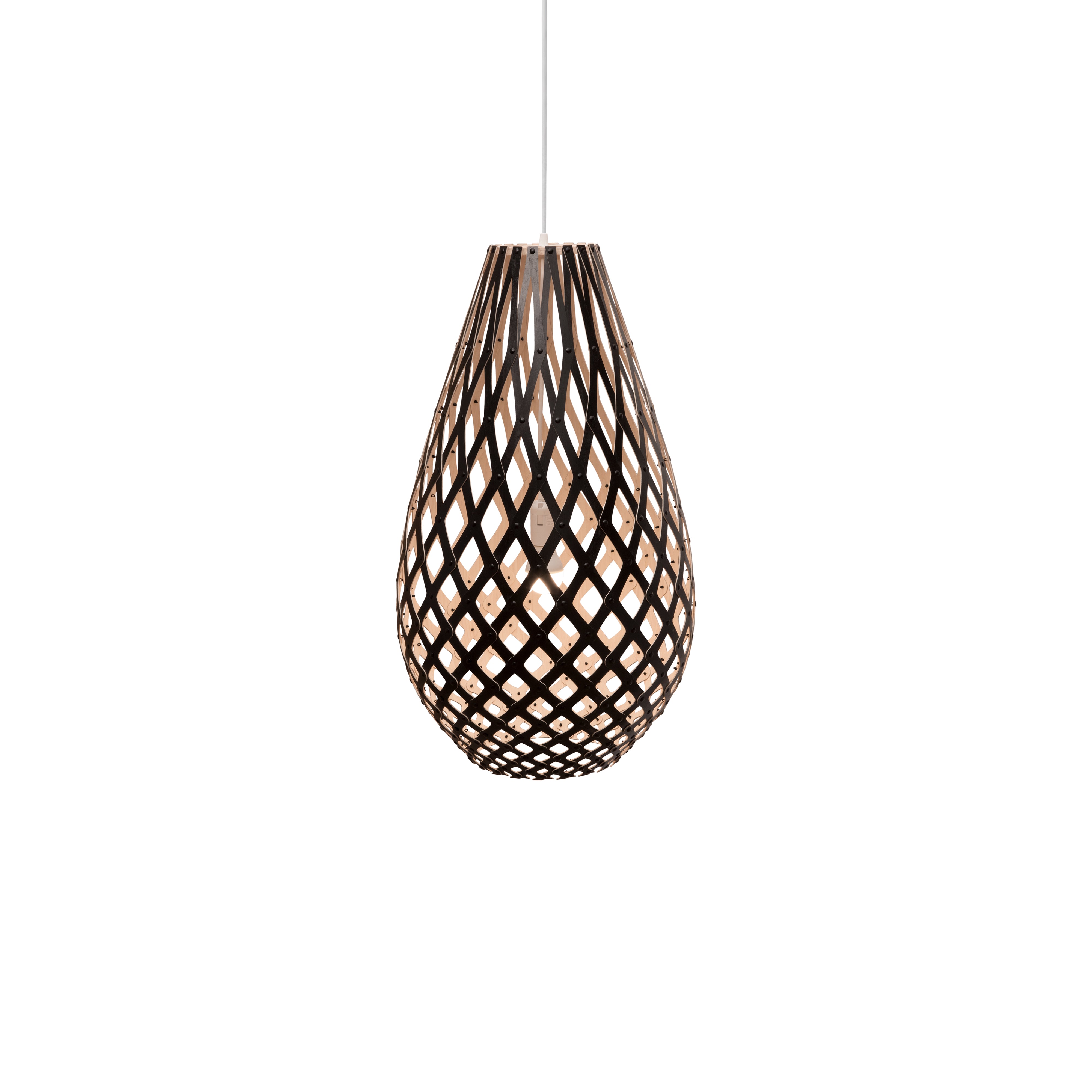 Kōura Pendant Light: Medium + Black + Bamboo + White