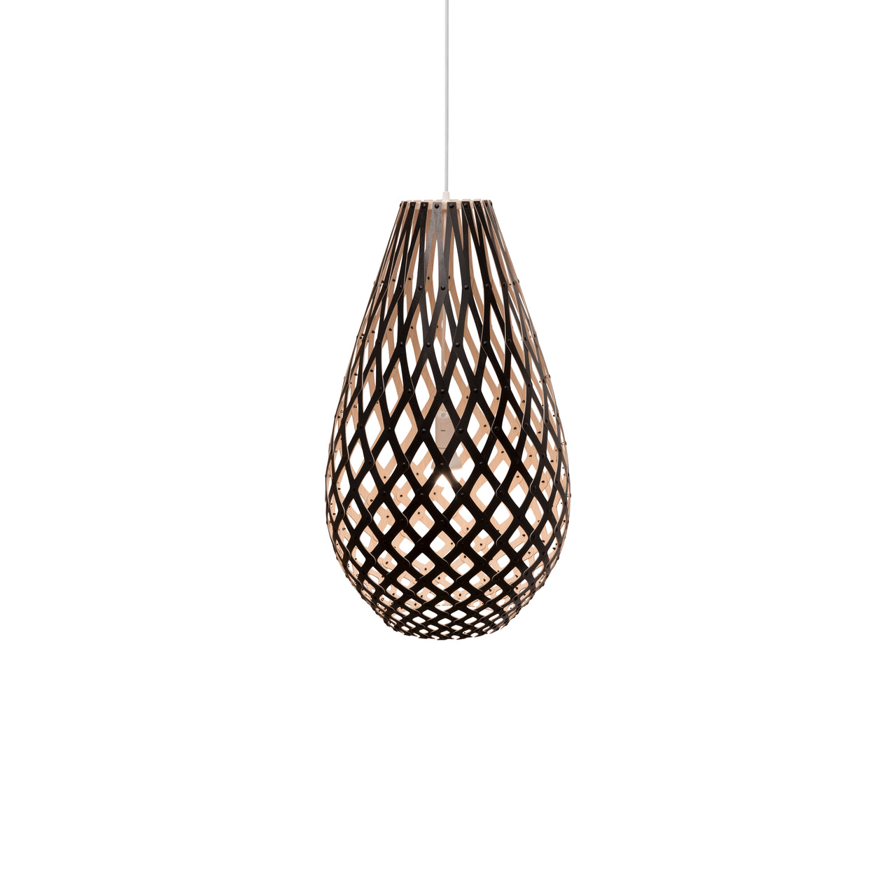 Kōura Pendant Light: Medium + Black + Bamboo + White