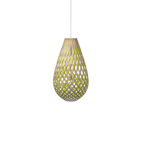 Kōura Pendant Light: Small + Bamboo + Lime + White