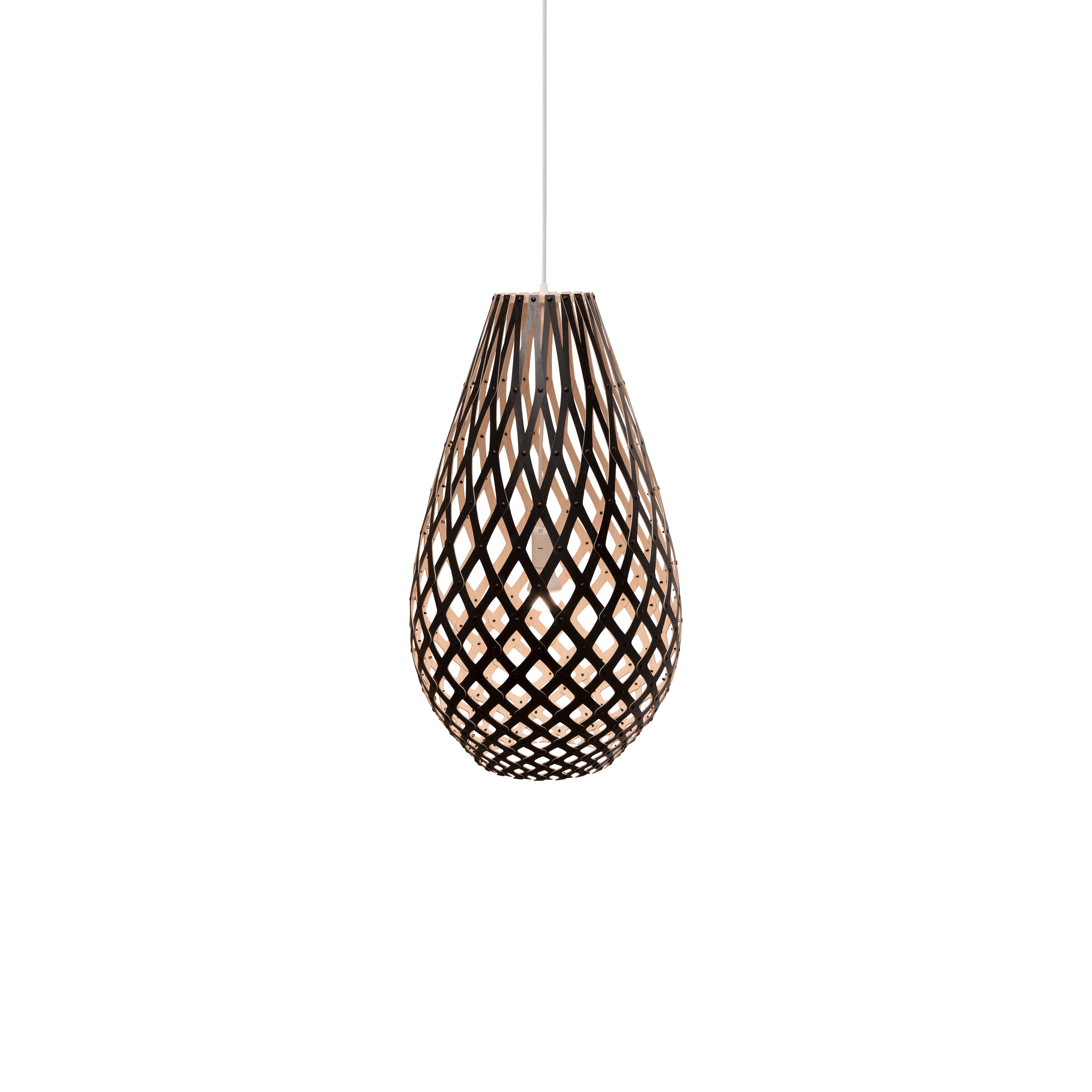 Kōura Pendant Light: Small + Bamboo + Black + White