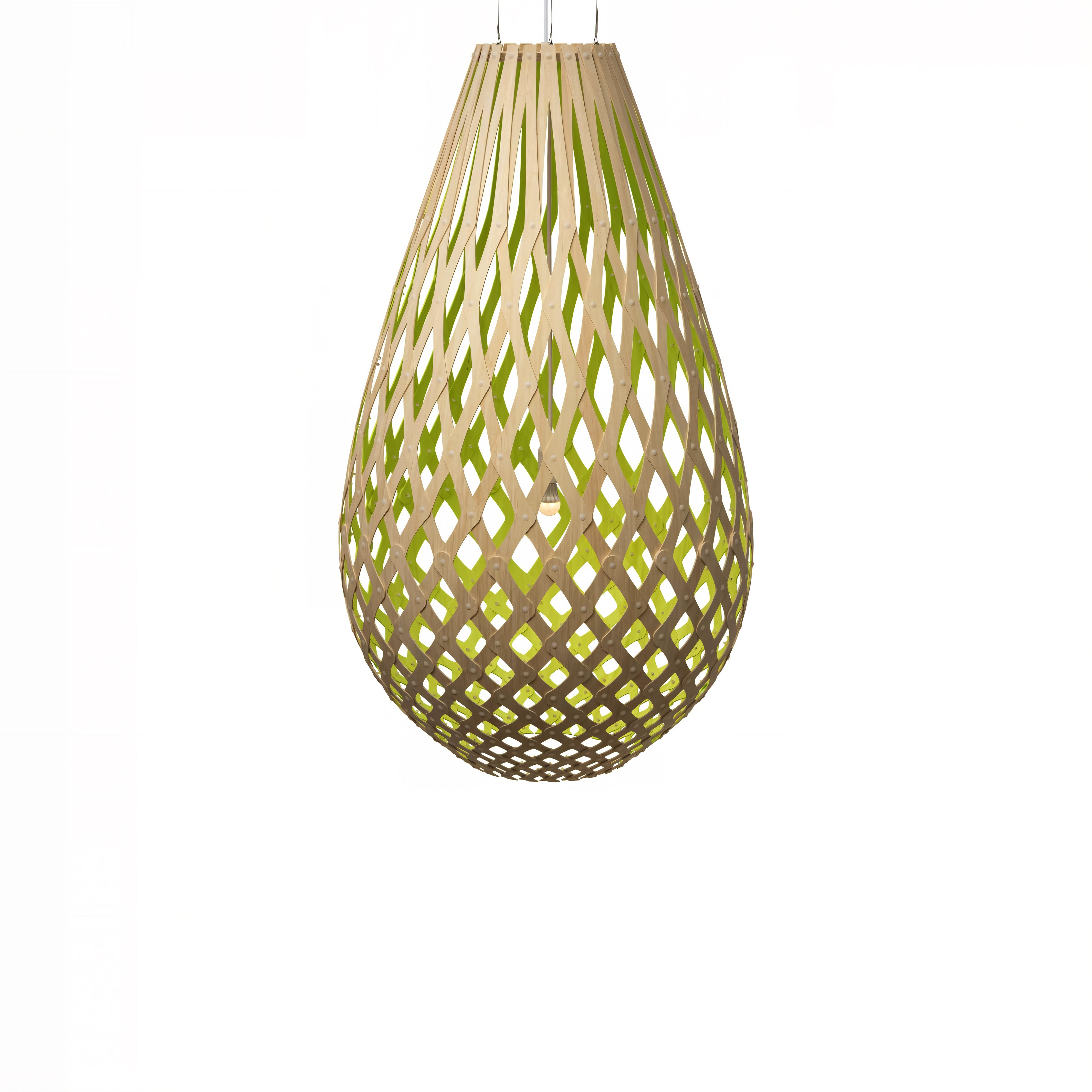 Kōura Pendant Light: XXX Large + Bamboo + Lime + White