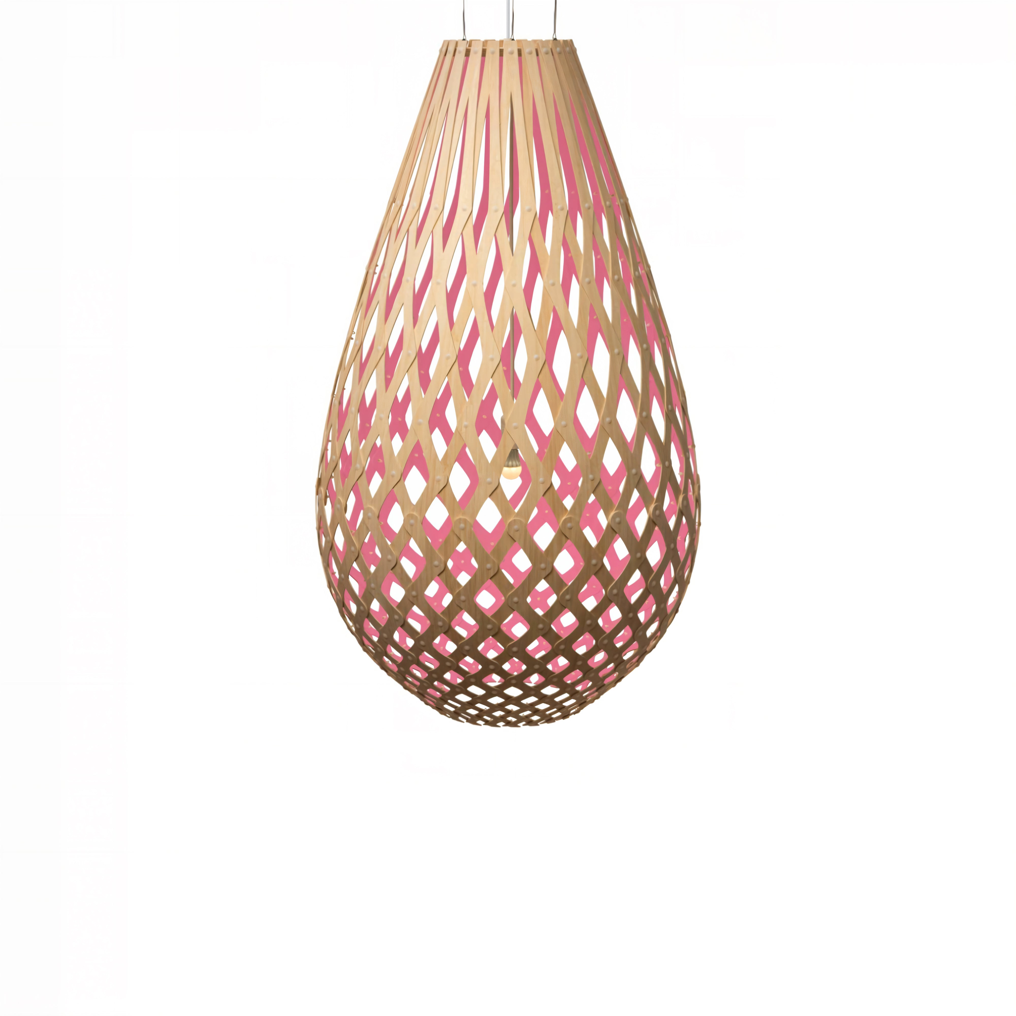 Kōura Pendant Light: XXX Large + Bamboo + Pink + White