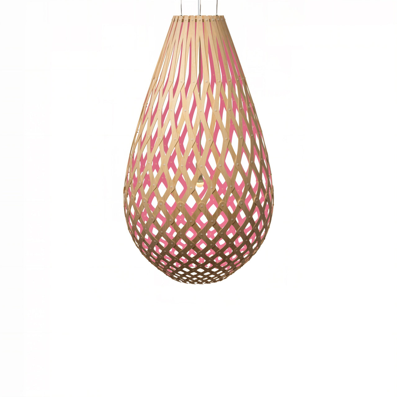 Kōura Pendant Light: XXX Large + Bamboo + Pink + White