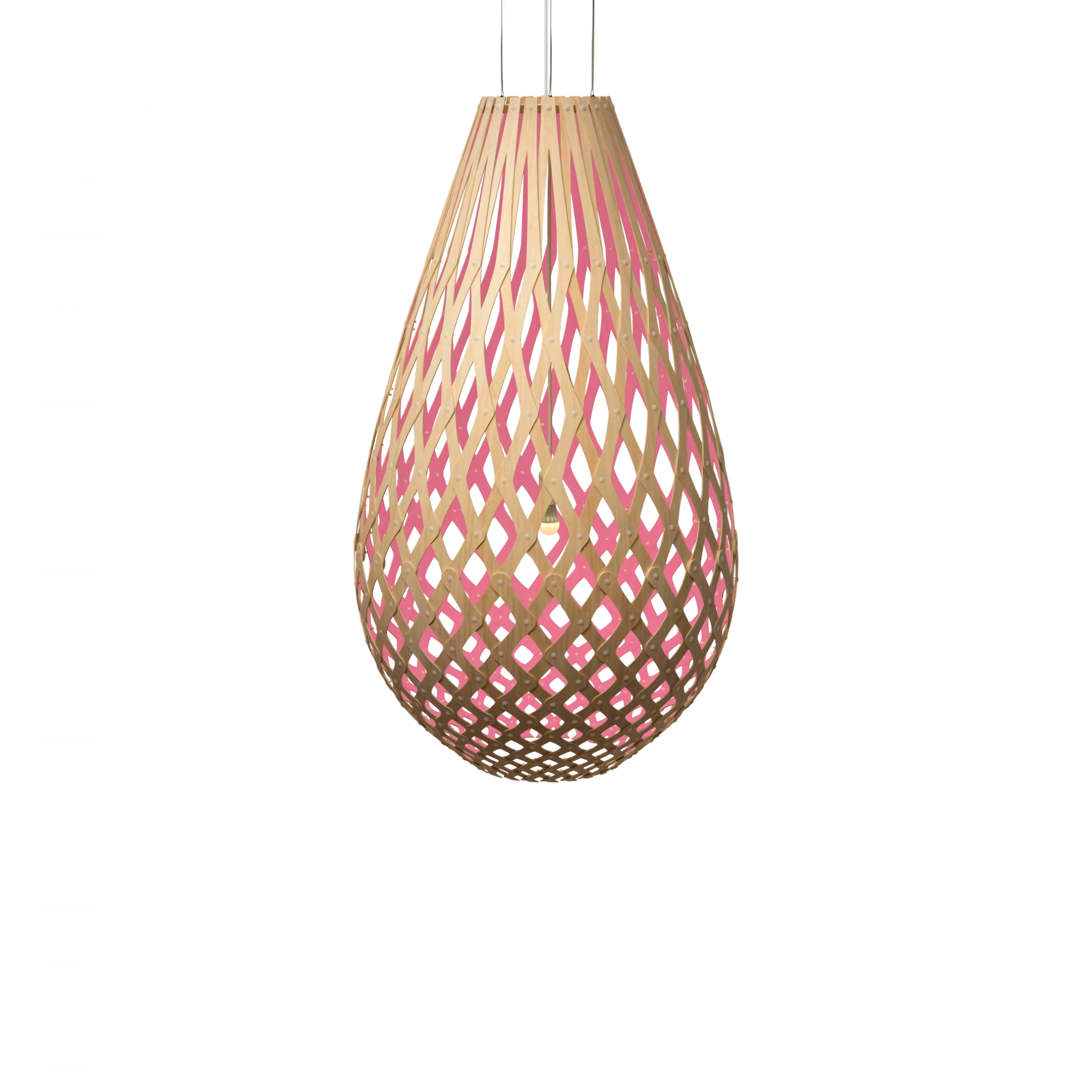 Kōura Pendant Light: XX Large + Bamboo + Pink + White