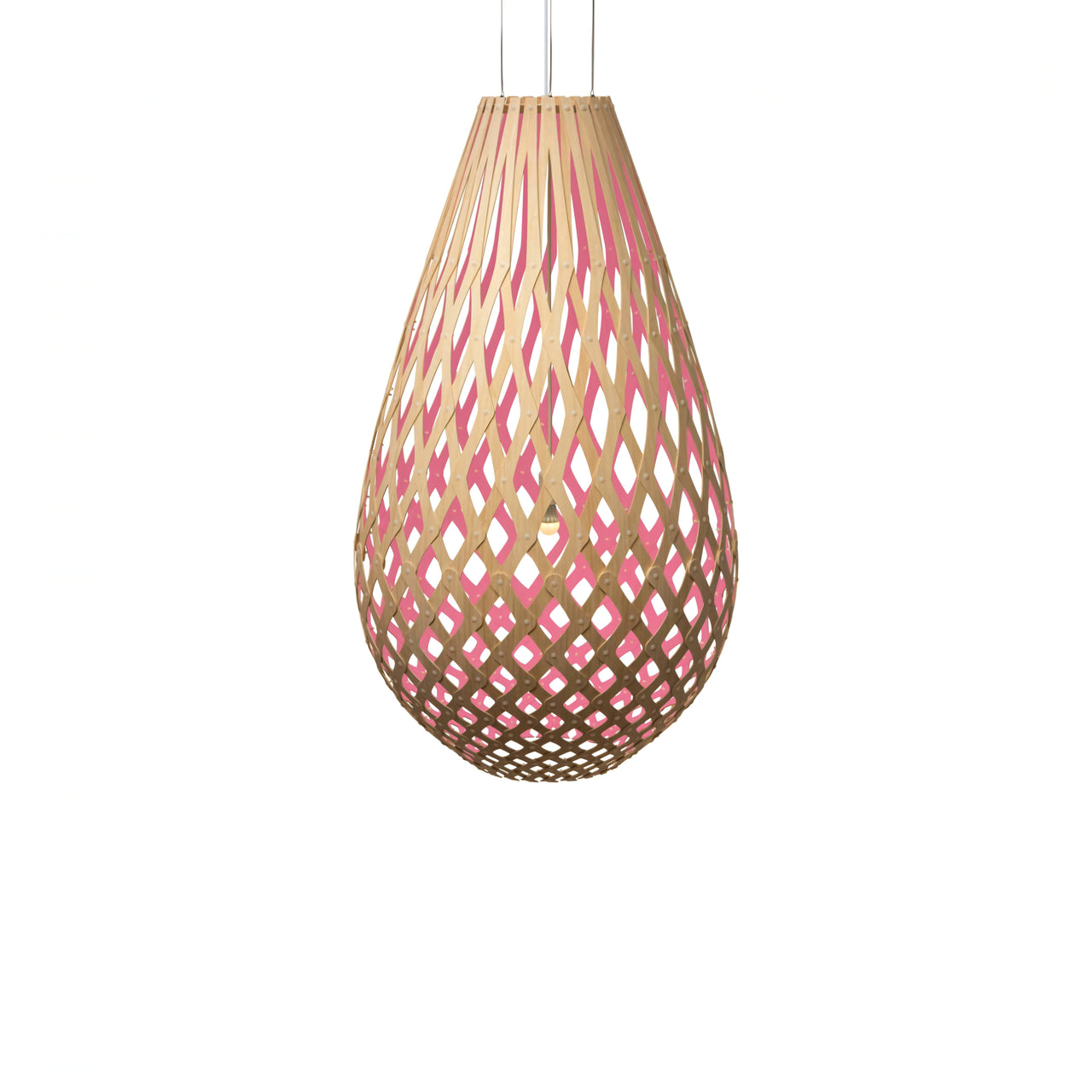 Kōura Pendant Light: XX Large + Bamboo + Pink + White