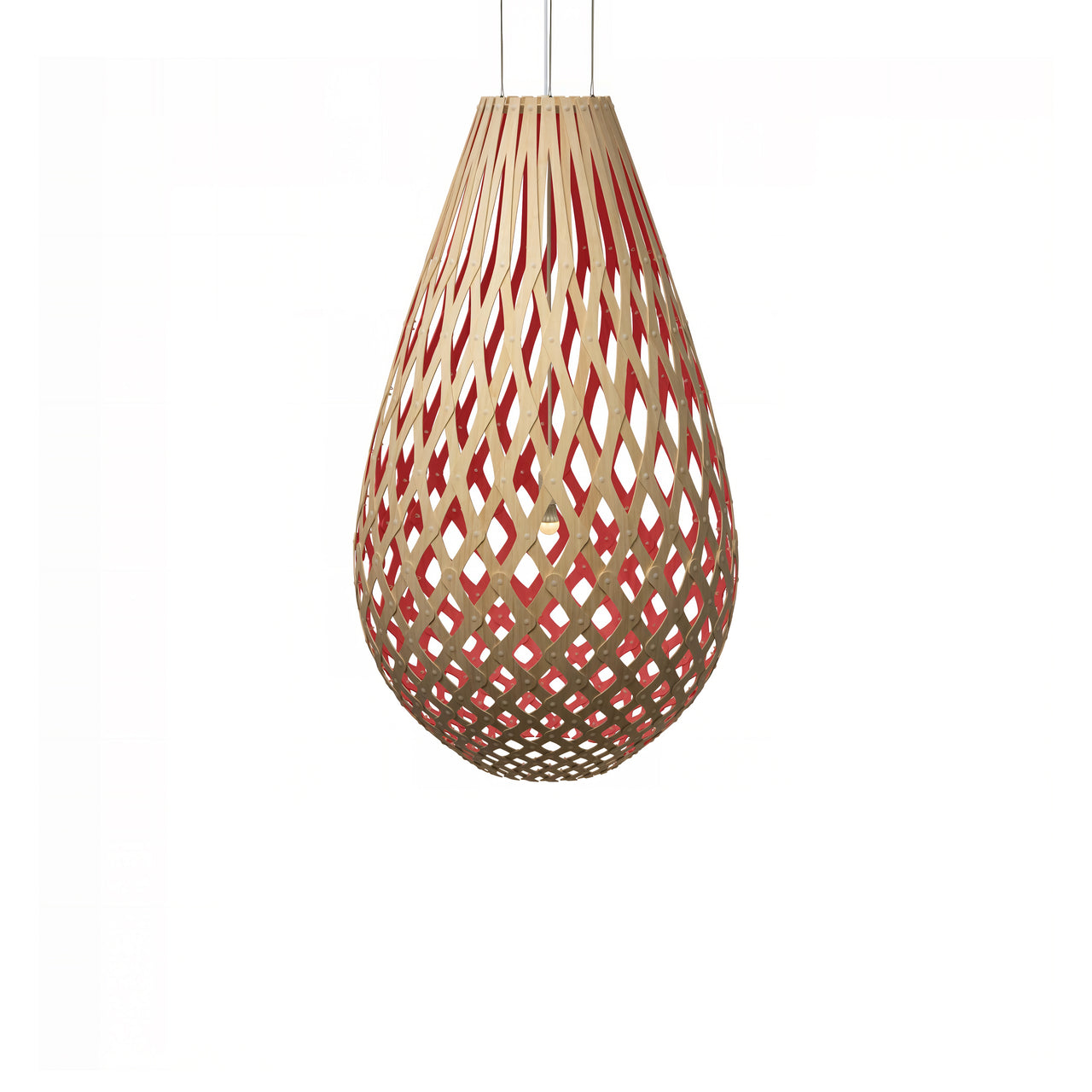 Kōura Pendant Light: XX Large + Bamboo + Red + White