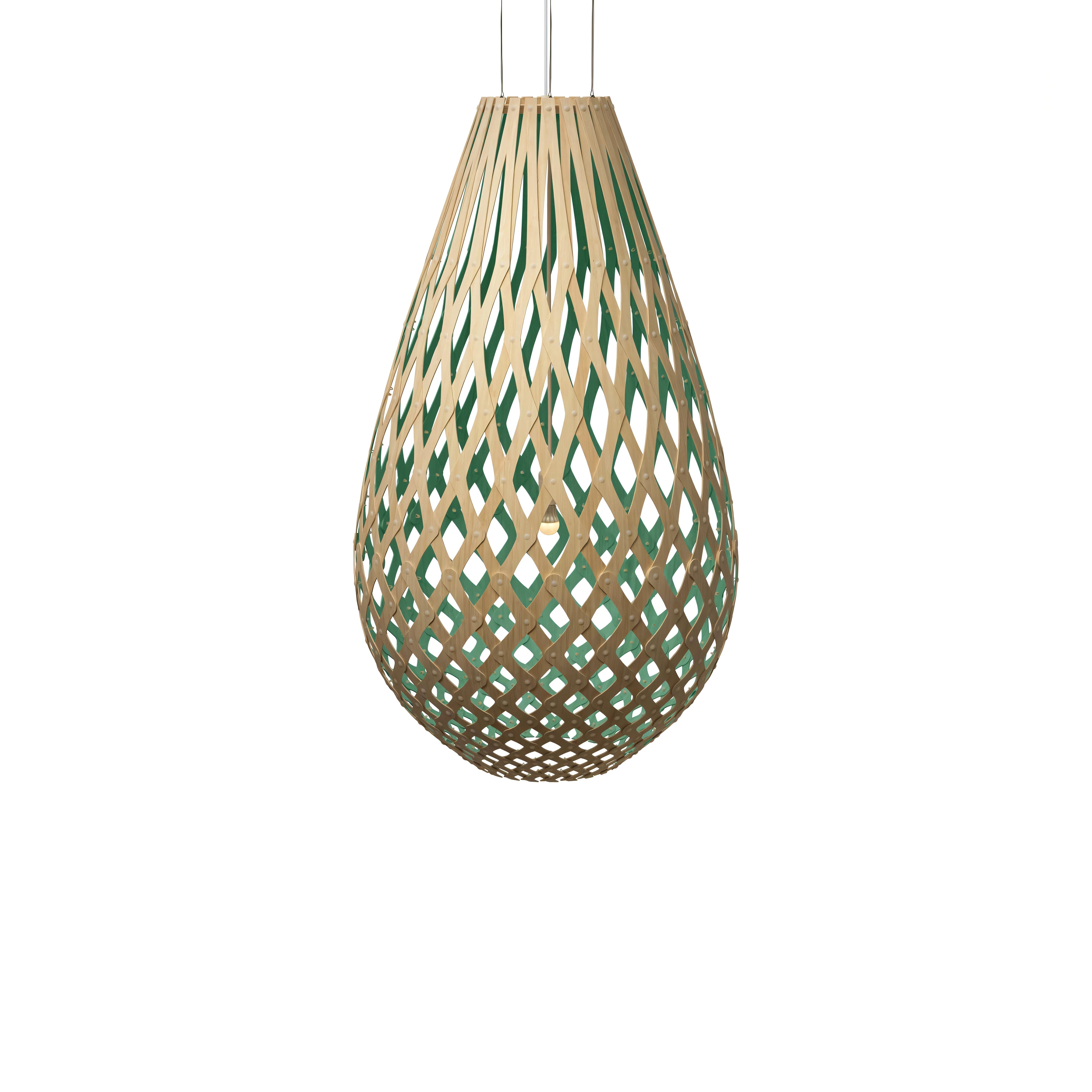 Kōura Pendant Light: XX Large + Bamboo + Aqua + White