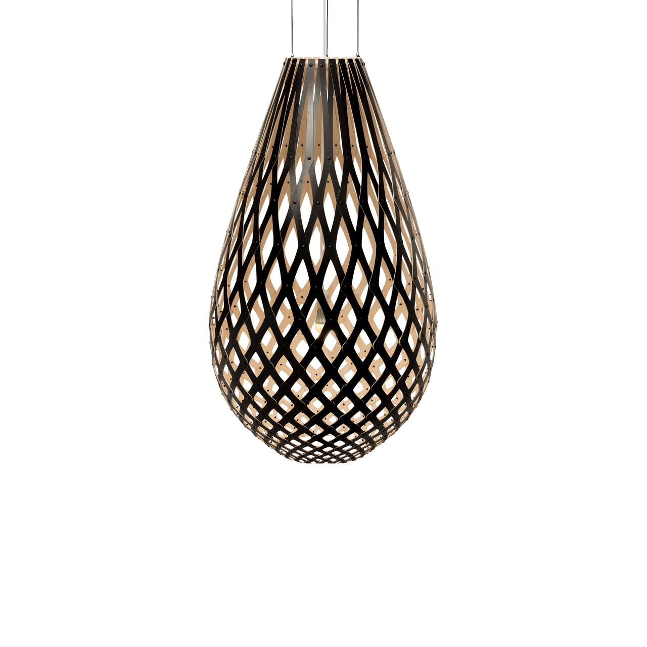 Kōura Pendant Light: XX Large + Black + Bamboo + White