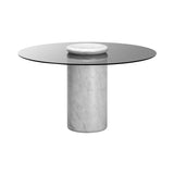 Castore Dining Table: Smoked Glass + Bianco Carrara Marble