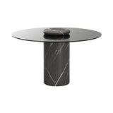Castore Dining Table: Smoked Glass + Pietra Grey Marble