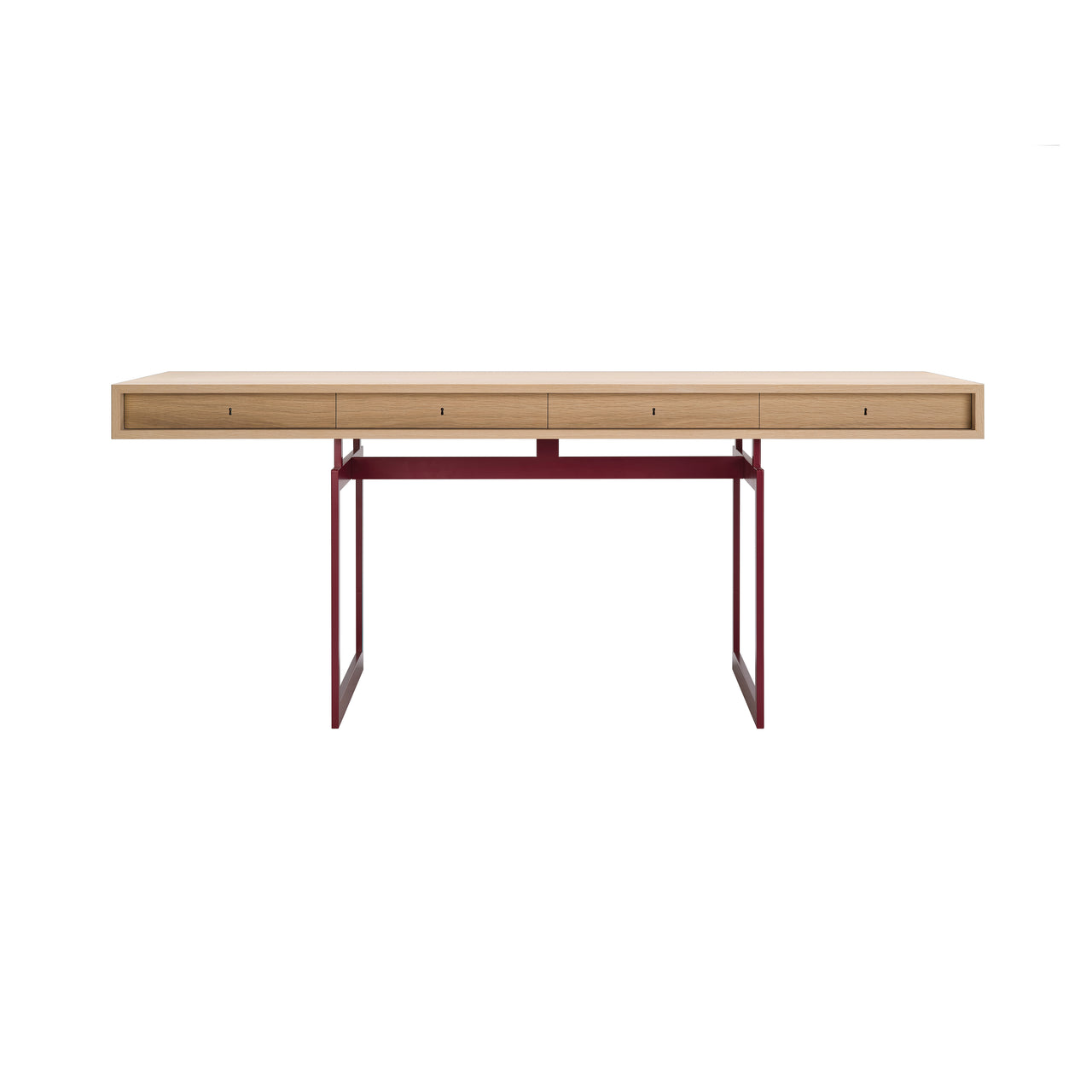 Office Desk: Lacquered Oak + Red