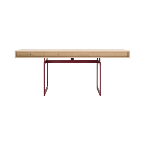 Office Desk: White Lacquered Oak + Red